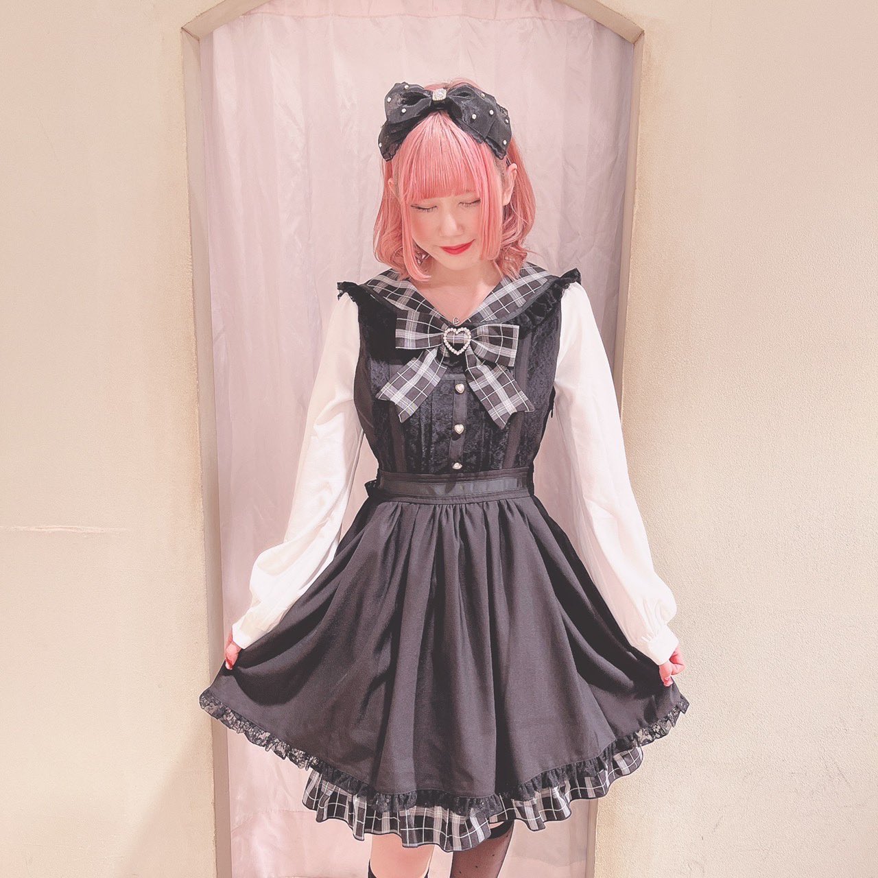 LIZLISA レースエプロン風カシュクールワンピース ピンク LIZLISA リズリサ レースエプロン風カシュクールワンピース 半袖