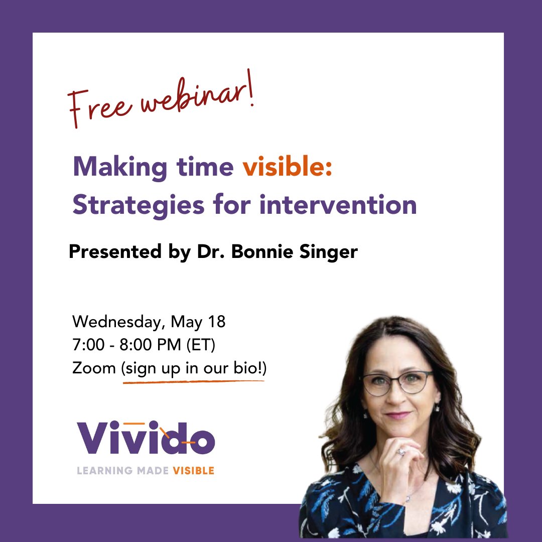 Time is not only fleeting, it's invisible. SLPs, educators, counselors, and school administrators are invited to join <a href="/drbonniesinger/">Bonnie Singer</a> for a FREE webinar to learn how to make time visible AND manageable for students who struggle. Register here: share.hsforms.com/1TTo8gQmdT36aV…