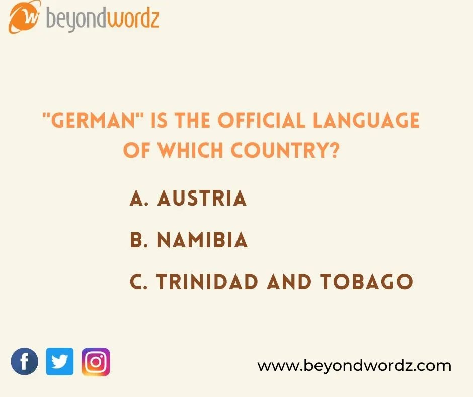 WordzBeyond's tweet image. &quot;German&quot; is the official language of Which Country?
buff.ly/33SM7yF

#dtplocalization  #multimedialocalization #languagestranslationservices #MultiligualSEO #mobileapplocation #localizationagencies #localization #translation #translationservices #Globalization