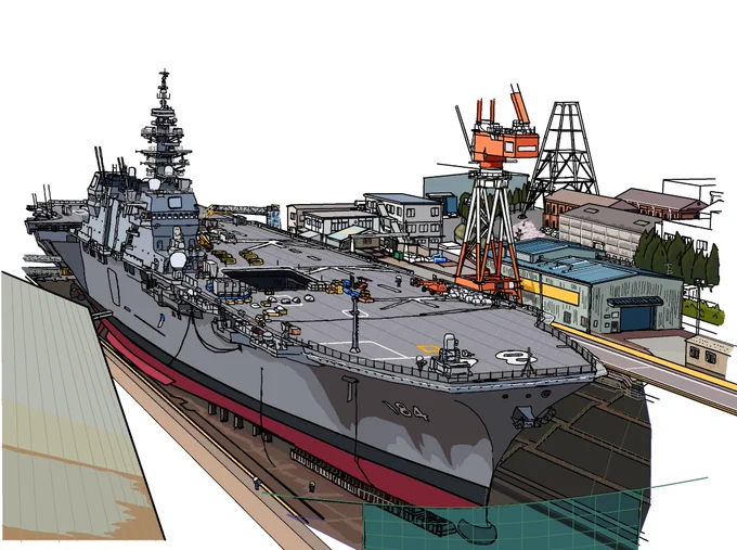 #ゴールデンウィークSNS展覧会2022
呉に入渠中の #海上自衛隊
護衛艦「#かが」途中…
新鋭護衛艦「#くまの」
米空母「#カール・ヴィンソン」
英空母「#クイーン・エリザベス」

艦と艦これやオリジナルのキャラ等描いてます✨ 