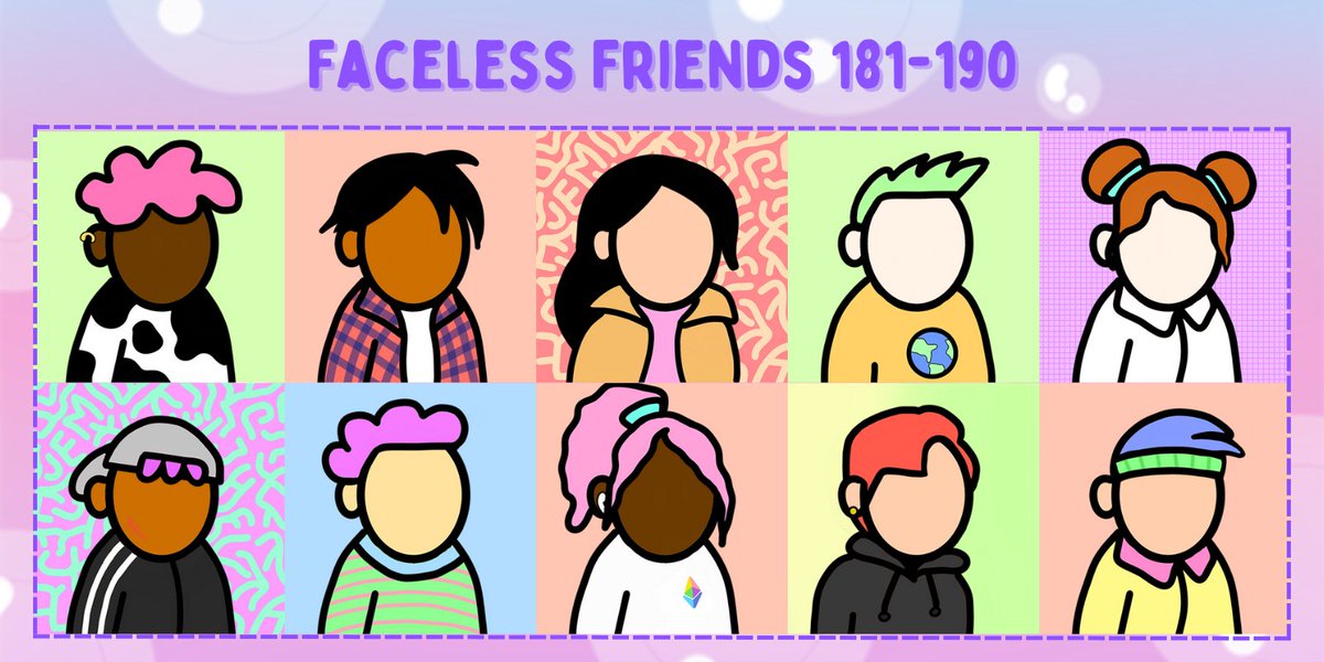 Hey Friends! Just dropped Faceless Friends #181-190 on Opensea!🌈
🔗opensea.io/collection/fac…
<a href="/opensea/">OpenSea</a>
 #OpenSeaNFT  #NFTDrop #NFTCommunity #NFTCollection