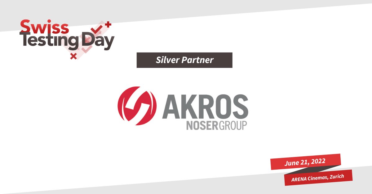 We are excited to announce AKROS as a Silver Partner for this year's Swiss Testing Day.
AKROS partners with the conference as they like to promote the professional as well as human exchange in the industry.
Meet them on June 21 at Arena Cinemas in Zurich: bit.ly/3ERiMTs