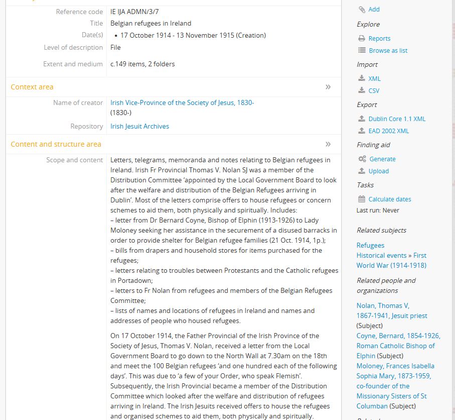 Catalogued online, <a href="/jesuits_ireland/">Irish Jesuits</a> involvement with Belgian #refugees 1914-1918. jesuitarchives.ie/belgian-refuge… <a href="/IrelandJrs/">JRS Ireland</a>  And blog (ten years ago!): sjarchives.tumblr.com/post/241898071…