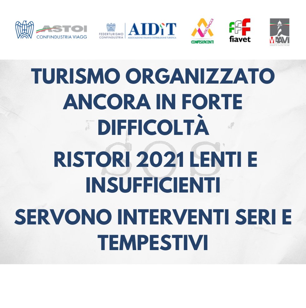 Astoi_it's tweet photo. #ASTOI, #AIDIT, #ASSOVIAGGI, @FIAVET e #MAAVI tornano ad evidenziare come il Turismo Organizzato sia ancora in forte difficoltà.
Leggi il comunicato stampa⬇️
https://t.co/uragBCgP48 https://t.co/d8AFOmUGwy