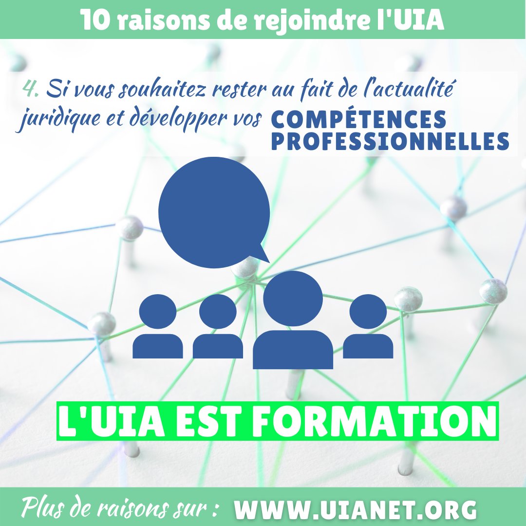 Toute l’année, l’UIA vous propose de renforcer vos #compétences au cours de webinaires, séminaires, et congrès de qualité  validés au titre de la formation continue.  
Il y a plusieurs raisons d'adhérer à l'UIA. Quelle est la vôtre? #UIAisYou #UIAMembers
uianet.org/fr/evenements