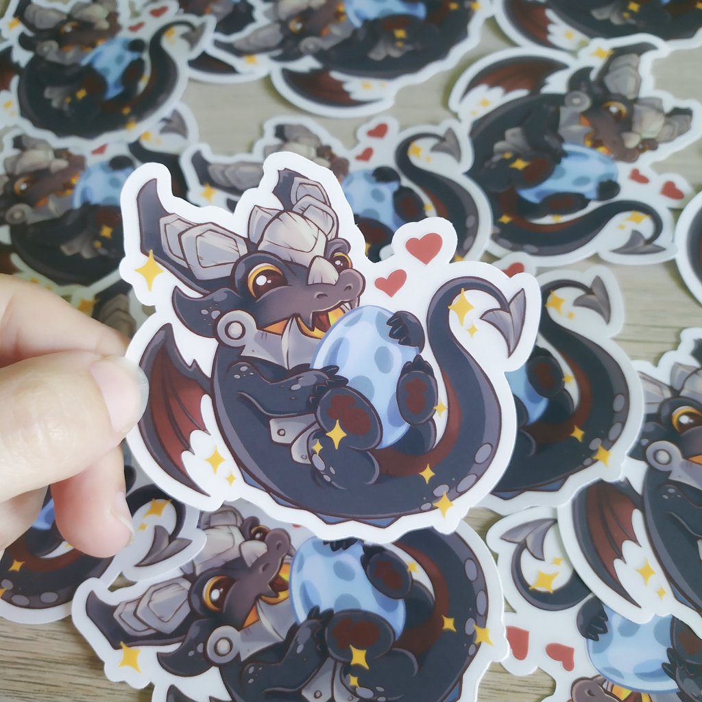 HeyChimi's tweet photo. ✨Vynil stickers from this P!atreon month are here. They are super cute and huge 😍 I can't wait to see the acrylic charms

#deathwing #worldofwarcraft #heroesofthestorm #brightwing #artoftheday https://t.co/S0M5xEhCFx