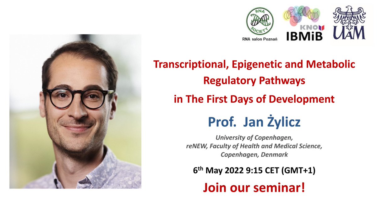 IBMiB UAM Poznań PL (@uam_ibmib_pl) on Twitter photo Na najbliższym seminarium @UAM_INMiB_PL Jan Żylicz <a href="/JZylicz/">Jan Żylicz</a> z @UCPH_reNEW przybliży nam swoje badania nad transkypcyjnymi, epigenetycznymi i metabolicznymi ścieżkami regulacyjnymi pierwszych dni rozwoju embrionalnego. Dołącz do nas 6 maja o 9:15 poprzez: teams.microsoft.com/l/meetup-join/… Na najbliższym seminarium @UAM_INMiB_PL Jan Żylicz <a href="/JZylicz/">Jan Żylicz</a> z @UCPH_reNEW przybliży nam swoje badania nad transkypcyjnymi, epigenetycznymi i metabolicznymi ścieżkami regulacyjnymi pierwszych dni rozwoju embrionalnego. Dołącz do nas 6 maja o 9:15 poprzez: teams.microsoft.com/l/meetup-join/…
