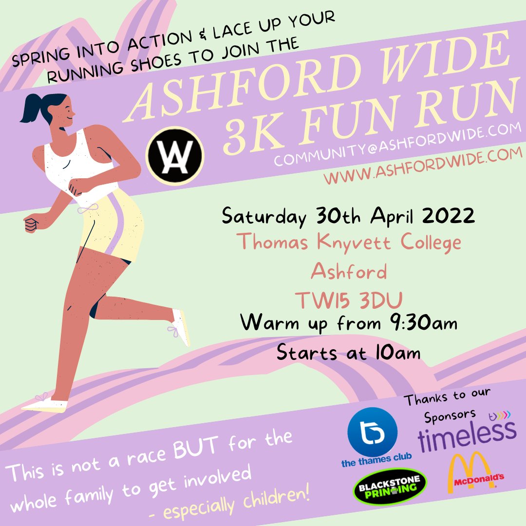 Our fun run isn't far away now. Come along and join us for the Ashford Wide fun run - not a race, but an event for the whole family to enjoy - you can register here;
ashfordwide.com/ashford-wide-f…