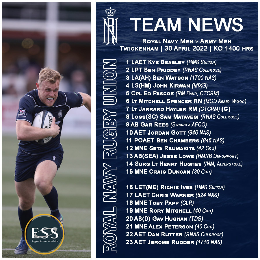 canterburyNZ's tweet photo. Team news is in! It's nearly time for @RNRugby to take on @armyrugbyunion tomorrow. With both the women's and men's games taking place at @Twickenhamstad for the first time, it is set to be a hugely exciting occasion. Good luck! #RoyalNavy #Rugby https://t.co/sVJfYtaI4A