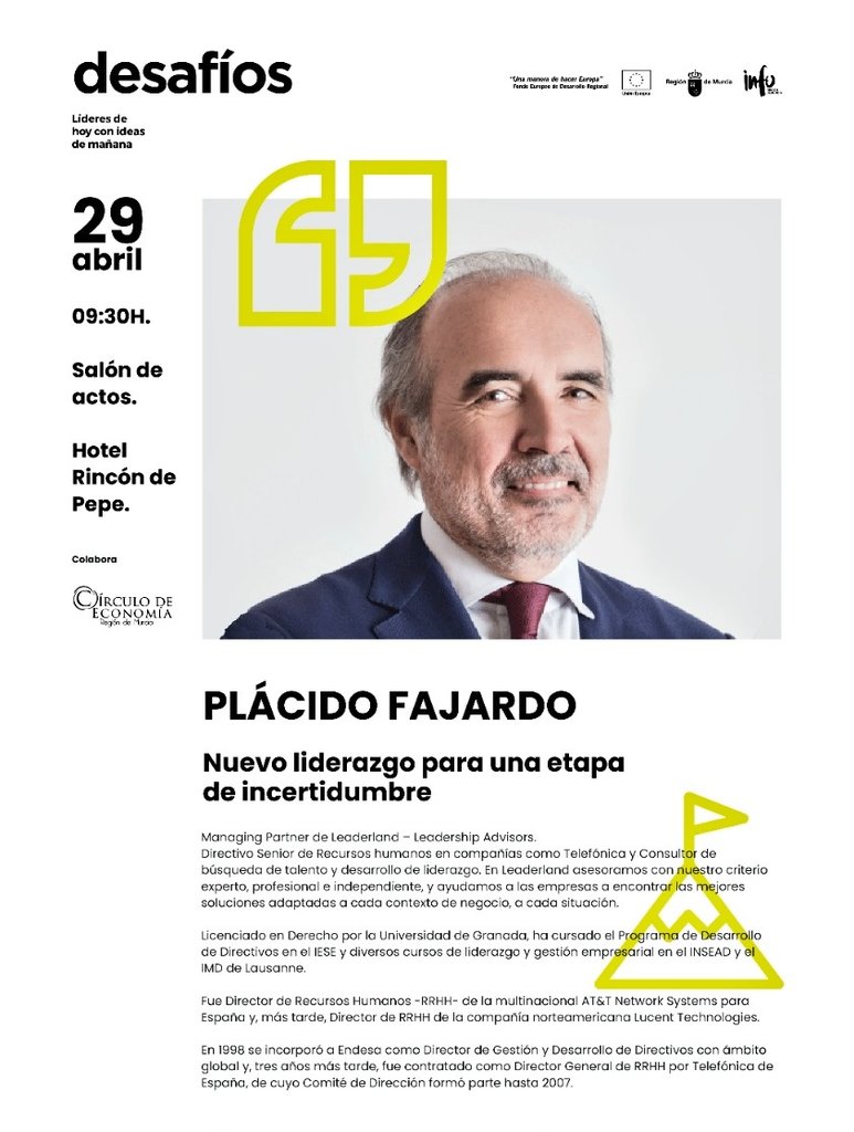 🔊 Clase Magistral de <a href="/plafajardo/">Plácido Fajardo</a> en #CicloDesafios 

"Los Desafíos del futuro ponen de manifiesto la necesidad de un liderazgo humanista centrado en las personas" 😊

#Resiliencia
#Talento
#Transformación
#Innovación
#FundaciónIsaacPeral