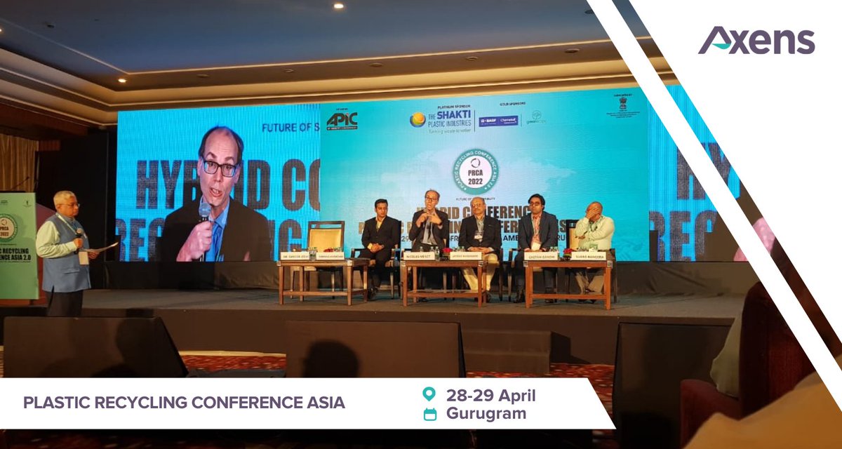 AxensGroup's tweet photo. #PRCA2022 |🎙️We were honored to take part in the amazing pannel discussion about "Waste to innovations creations - How #RecycledPlastics ♻️are turned into worth" during #PlasticRecycling Conference Asia 2022 held this week in India 🇮🇳! https://t.co/vWVVif8NF5