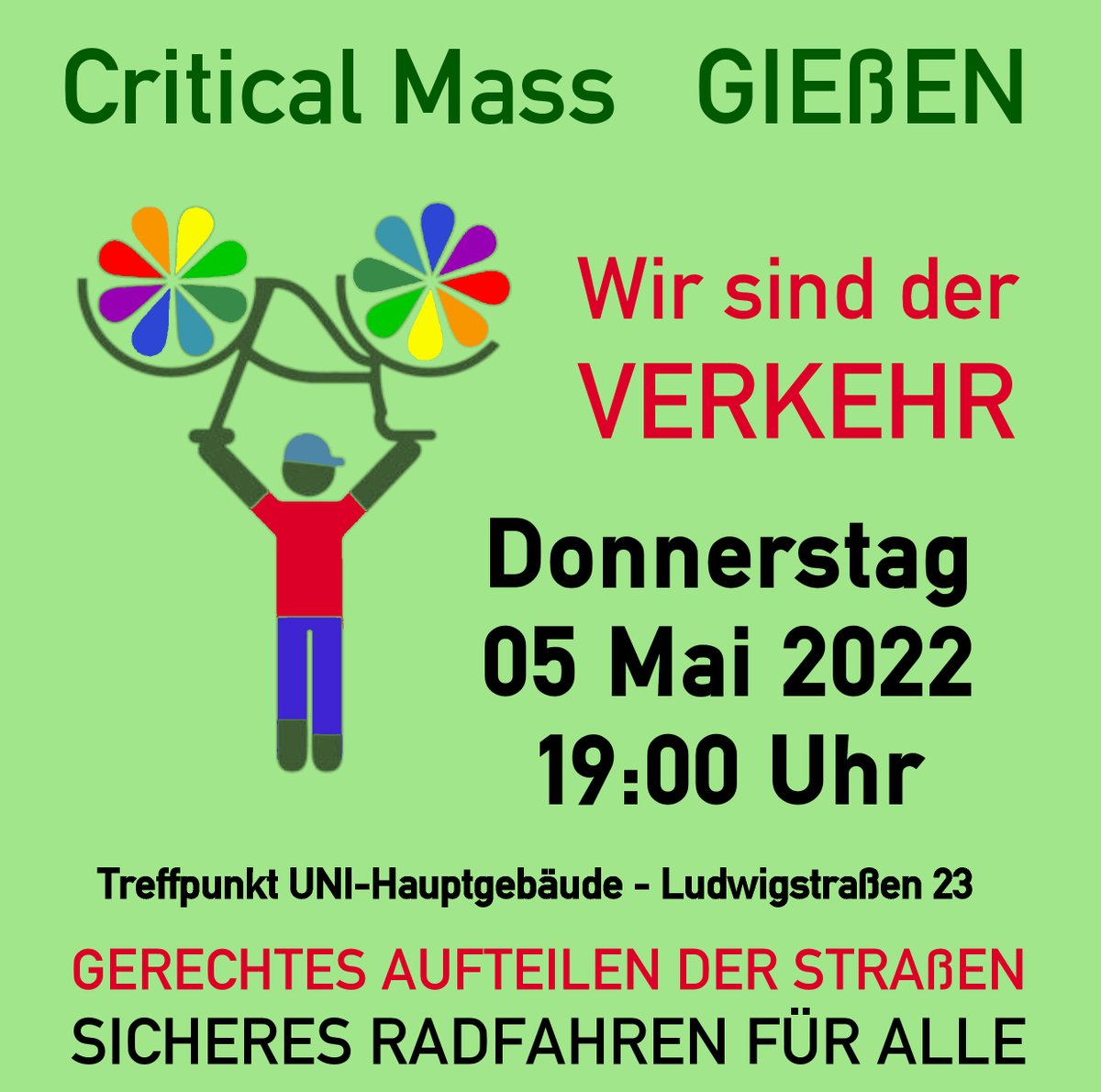Sagt's weiter!
#criticalmass #giessenautofrei #flächengerechtigkeit
