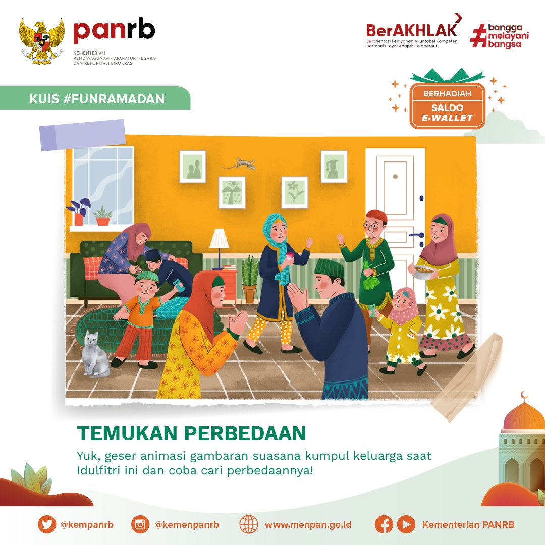 kempanrb's tweet photo. Cuti bersama dimulai hari ini. Menemani kamu yang sedang di perjalanan mudik atau yang tengah menikmati hari libur, yuk ikutan kuis #FunRamadan ini. 

Kuis ini hanya bisa diikuti di Twitter, ya. Siapa tau kamu yang beruntung mendapatkan hadiahnya!
__
#KuisKemenPANRB https://t.co/idpvvOKjPO