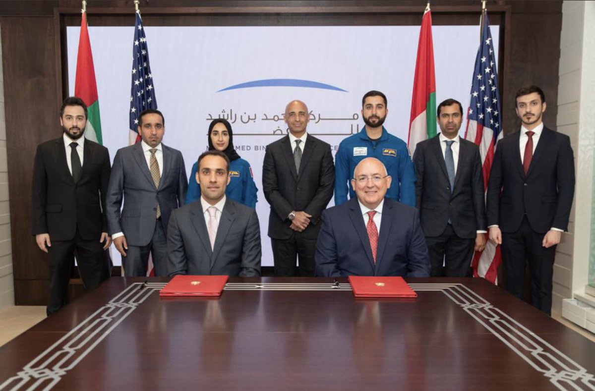 SarwatNasir's tweet photo. #Breaking: UAE has secured a six-month mission on the ISS for one of its Emirati astronauts, after purchasing a seat on a SpaceX Crew-6 mission from Axiom Space. A deal was signed between @MBRSpaceCentre and @Axiom_Space on April 27. We have exclusive details 🧵 https://t.co/Jc3I3G74a7