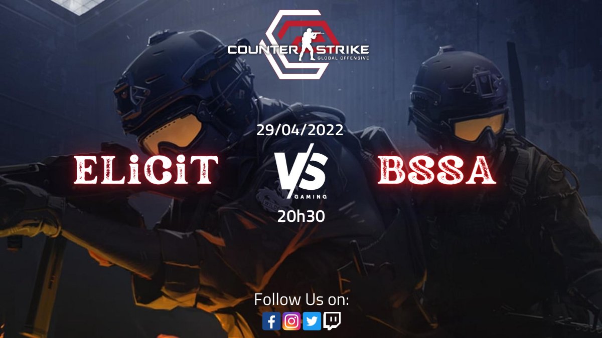 3licitesports's tweet photo. Tonight the guys take on #BSSA in the 2022 #VSGL. Good luck to both teams &amp; have fun.🔥

Join us on Stream.
https://t.co/8ek3hPLhzZ

@VSGamingWorld

#csgo #elicit #elicitesports https://t.co/Lj1rrQH30U