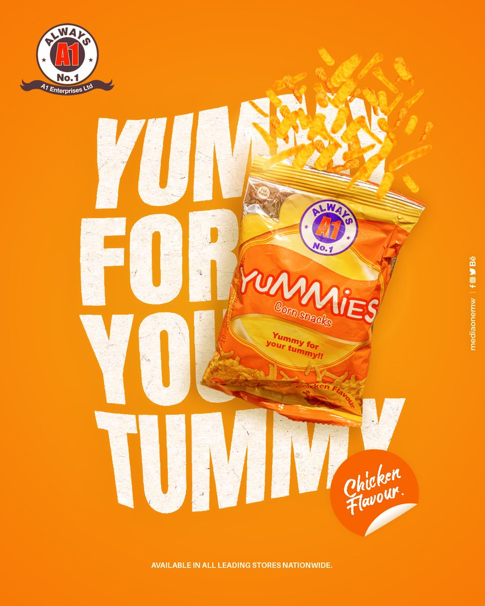 Open a packet full of happiness! Yummy for your tummy!

#yummiesA1 #cornsnack #A1 #Rabprocessors #rabproccesors #malawi #mediaonemw