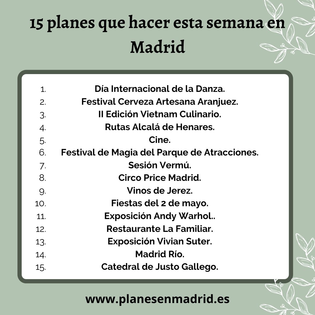 quevermadrid's tweet photo. Con la llegada de puente de mayo, les dejamos una selección de planes que pueden realizar esta semana en Madrid. Más info en el link: https://t.co/es41oaMm3A

#planesmadrid #quevermadrid #planesenmadrid #madrid #ociomadrid https://t.co/NP2dHBBQXh