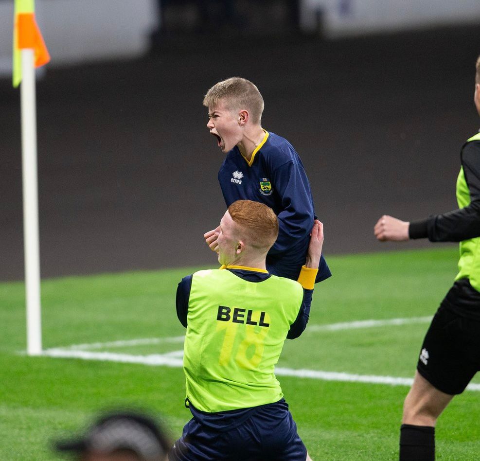 RFC_Youth's tweet photo. 👏 Congratulations to U16 Academy player Kerr Robertson, scoring the winning penalty in the Scottish School Cup Final at @HampdenPark. 

Playing for school sports teams is an important part of the varied development experiences we encourage for our young Academy players. https://t.co/5W0fspeObT