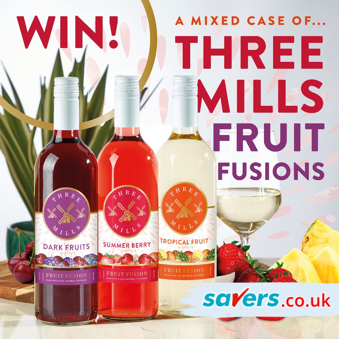 #GIVEAWAY 🎉
We are giving you the chance to WIN a mixed case of the NEW Three Mills Fruit Fusions!🍓
For your chance to #WIN simply RT &amp; FOLLOW <a href="/SaversHB/">Savers</a> 🙌
UK only. Ends 03/05/2022. T&amp;C’s apply. bit.ly/3hic1ik