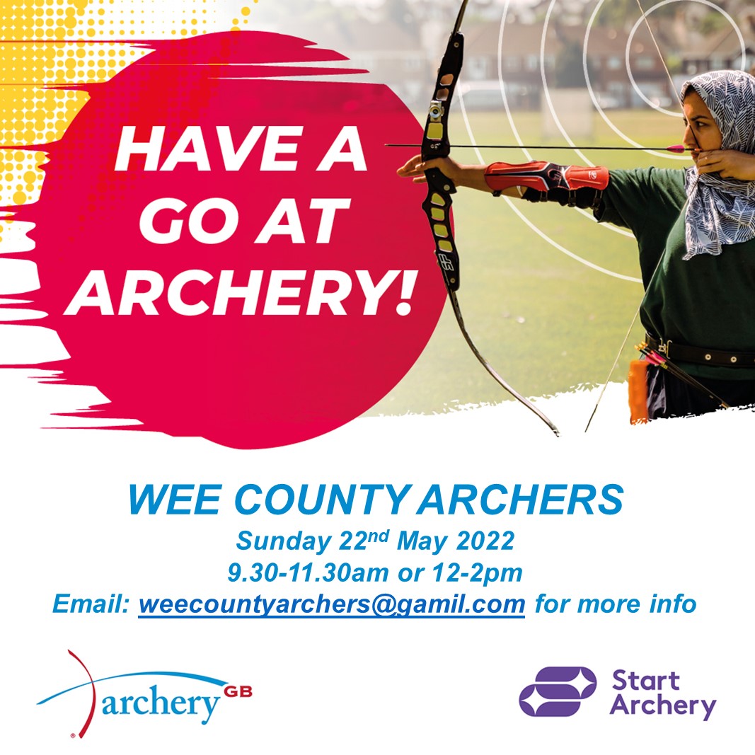 WeeArchers's tweet photo. We are taking part in the #startarcheryweek &amp; have planned a FREE day of sessions on Sunday 22nd May.  This is open to any children &amp; young people aged 9 - 18. 
Register by emailing weecountyarchers@gamil.com
Soft &amp; recurve archery on offer @scottisharchery @archerygb https://t.co/2NnZPRcQKR