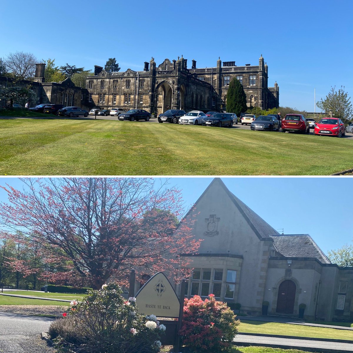 TheCFN's tweet photo. Thank you @MarHallGolf - what a stunning venue & setting on the banks of the River Clyde for a conference. Whole team were amazing! “Haste ye back” says the sign - and we will! #CFNconf @Capitalisers @duffandphelps @BaxendaleEO @MHSolicitors - brilliant speakers, thank you too! https://t.co/lNR8hOMzoT