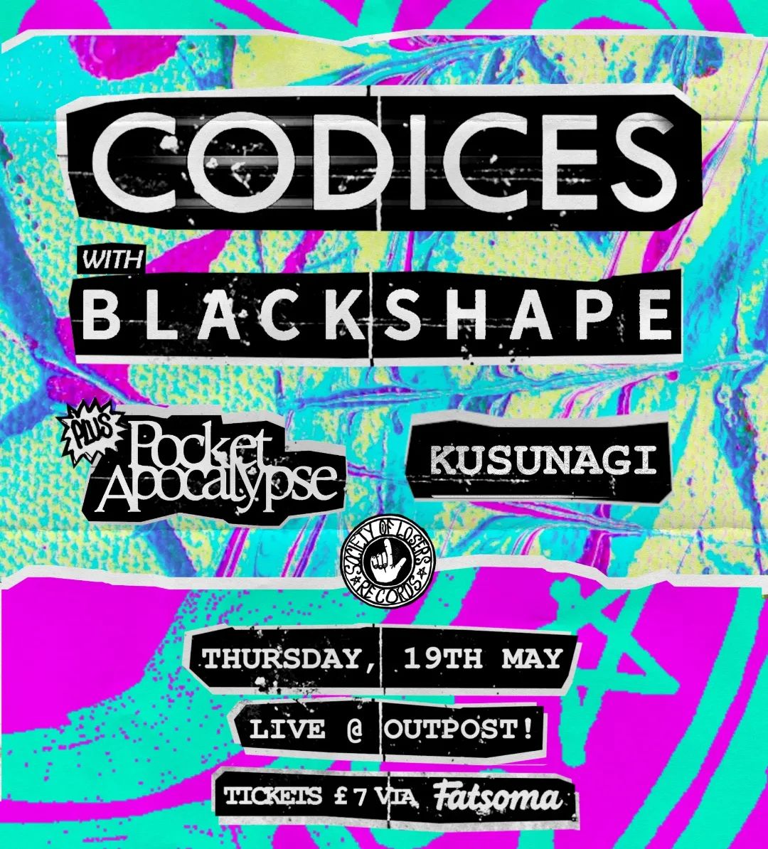 CodicesMusic's tweet photo. We're back in #Liverpool on 19th May!

We &amp; #BLACKSHAPE are hitting up @outpost_liv with our friends @pocket_apoc and @kusanagilive1 - their first show in 3+ years!

Can't wait. Liverpool shows are always the best! 💪

Tickets: https://t.co/zhYEbsdxo3

Thanks to @societyoflosers! https://t.co/tzeNgylEw4