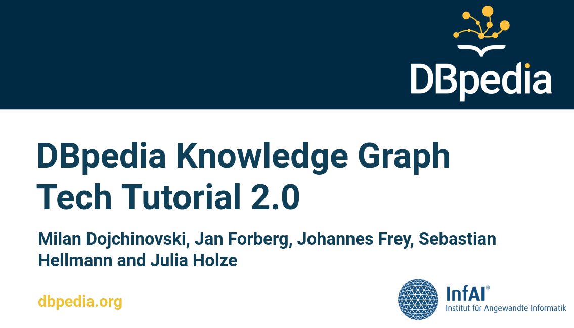dbpedia's tweet image. Did you miss our #DBpediaTutorial at the @KGConference yesterday? No problem! You will find our slides here tinyurl.com/DBpediaKGC22. #KGC2022 #DBpediaCommunity #SemanticWeb #LinkedData #OpenSource