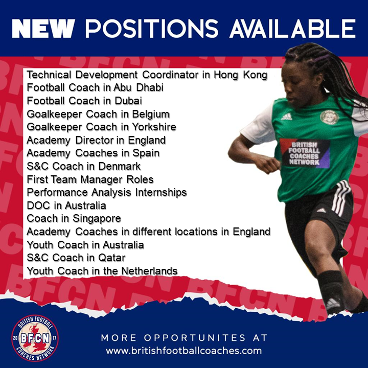 New jobs added!
View jobs here: bit.ly/32HAV7u
Get BFCN Membership here: bit.ly/3g6WUrm

#FootballCoachingJobs #CoachingJobs #CoachAbroad #CoachFootballAbroad #JobsInFootball #FootballJobs #FootballCoaching #BFCN