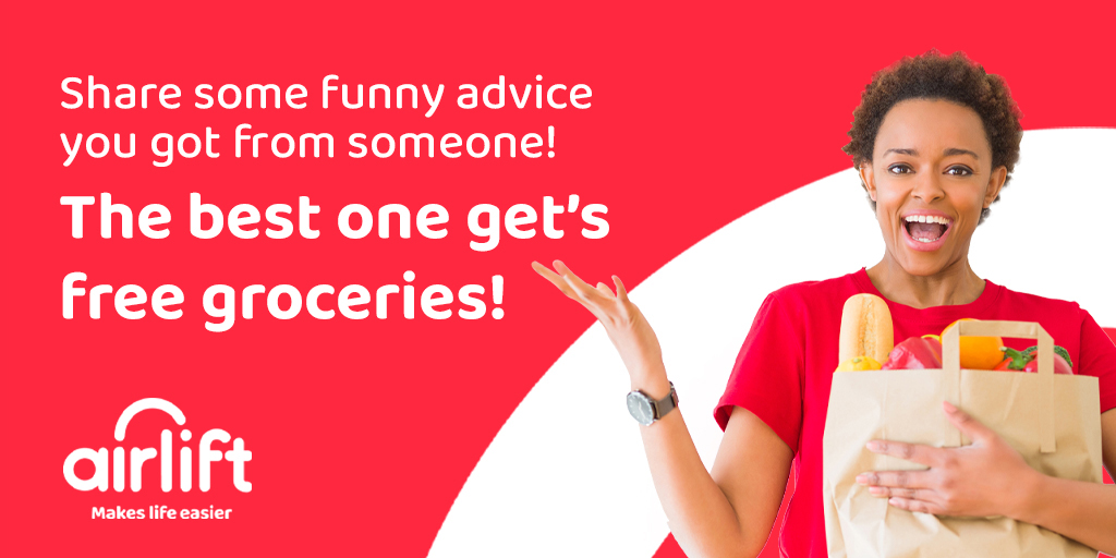 Share a piece of life advice that got you off your feet laughing! 😂😂
We'll pick our favorite for FREE ALCs 💰

Shop today: link.airliftexpress.com/5n2b7jiFCpb

T&amp;Cs Apply 
 #Airlift #MakesLifeEasier #giveaway