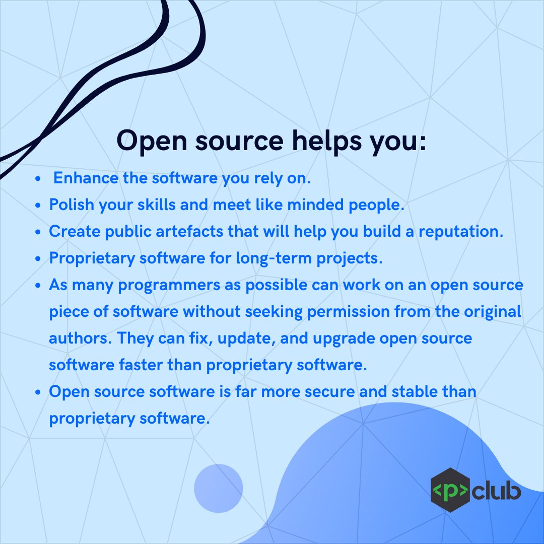 PClubUIET's tweet photo. Greetings from Pclub,
Today open source has changed the face of technology as it allows customers to know how the code works, facilitating the development of the most innovative software.Begin your journey with open source as Pclub UIET is bringing something exciting for you all. https://t.co/lwbOb7zMd4