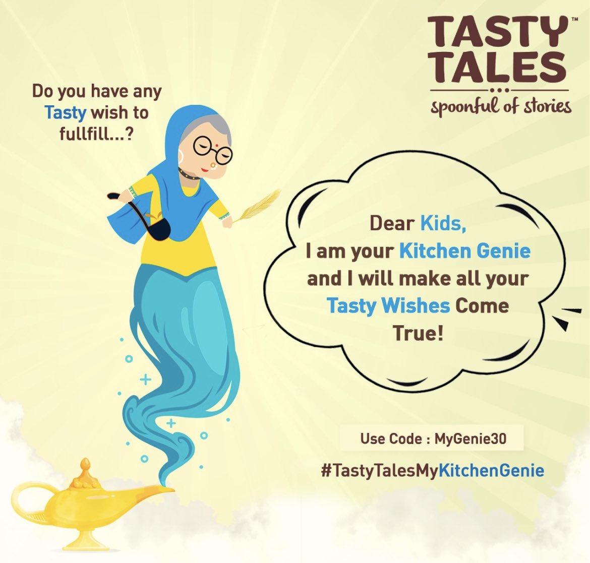 Tell your Kitchen Genie your tastiest wish… 

Welcome your very own Kitchen Genie who grants your yummy wishes in no time!  

#KitchenGenie #TastyTales #Spoonfulofstories #readytocook #readyin20mintues #DishesallaroundIndia #deliciousCurryPastes #Ordernow