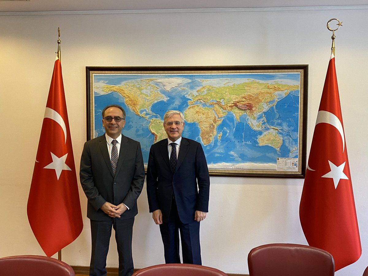 ItalyinTurkiye's tweet photo. Consultations and fruitful discussion today in Ankara between Amb. @PasFerrara @ItalyMFA and Amb #Tezel @MFATurkiye on the latest developments in the Russia-Ukraine conflict. 

🇮🇹🇹🇷 https://t.co/bh7t4W7Q8K