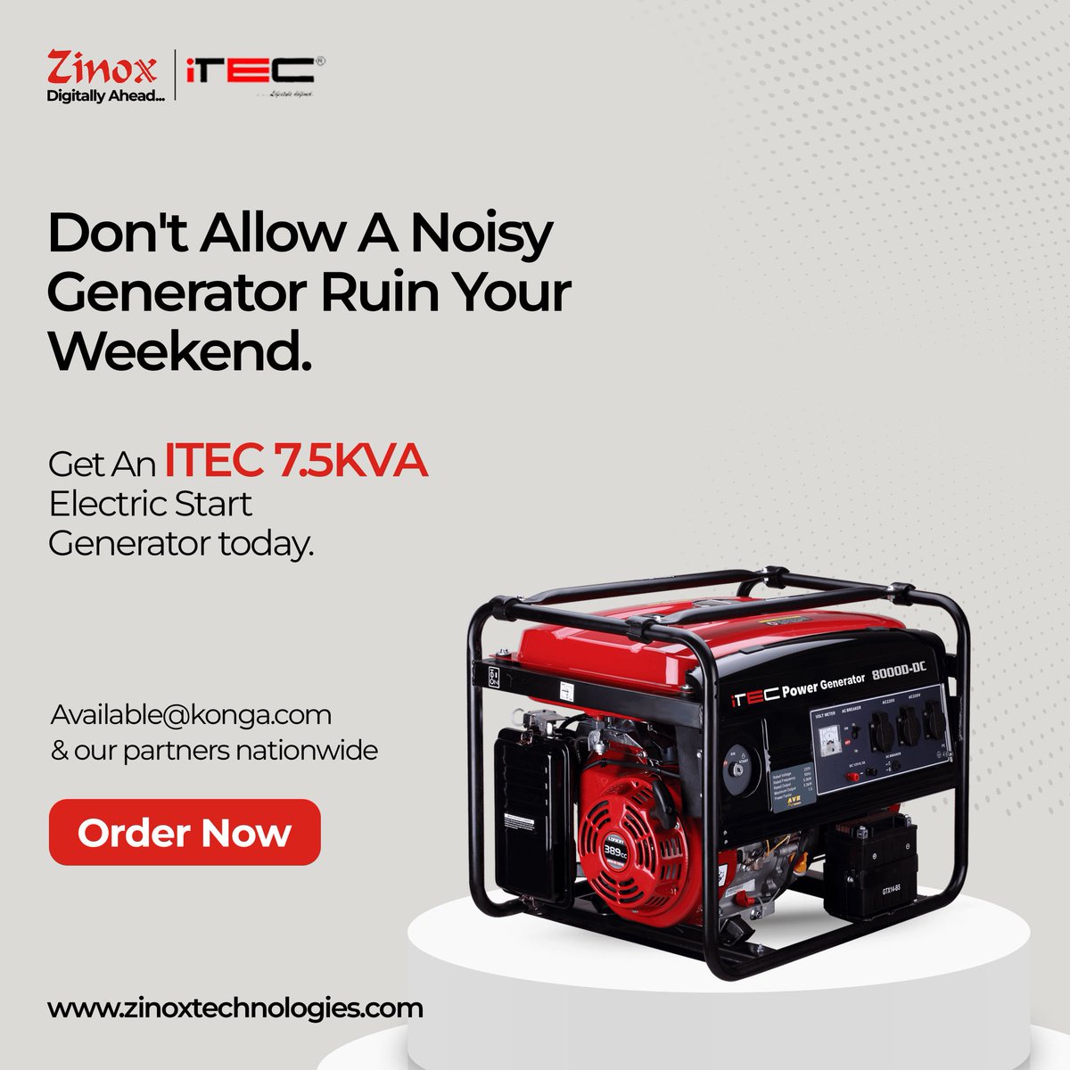 ZinoxTechNG's tweet photo. Enjoy the weekend with the most eco-friendly generator you trust.

Send us a DM!

#TGIF #zinoxcares #itecgenerator https://t.co/FmNm62b0MR