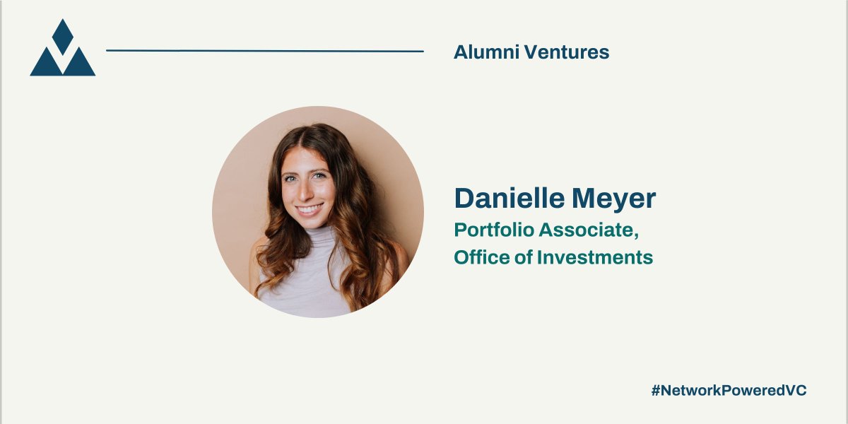 alumniventures's tweet photo. MEET THE TEAM. Danielle Meyer is a Portfolio Associate on our Office of Investments team. In her role, she connects our portfolio company CEOs to the broader AV community & brainstorms new ways to help their marketing efforts. Learn more: https://t.co/faLPMHKh3R #NetworkPoweredVC https://t.co/TCLmEjqkMm