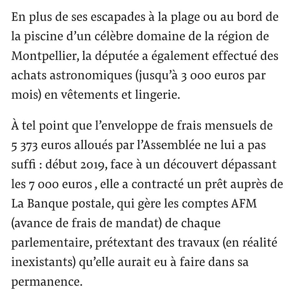 realmarcel1's tweet photo. Coralie Dubost claquait toute son enveloppe parlementaire en lingerie ou en plages privées donc elle a été jusqu’à souscrire un prêt pour couvrir la note et elle demandait à ses assistants de faire des tâches ménagères chez elle.
LREM, c’est ça…
https://t.co/0nxwBMsLFa https://t.co/7jGo63DdCk