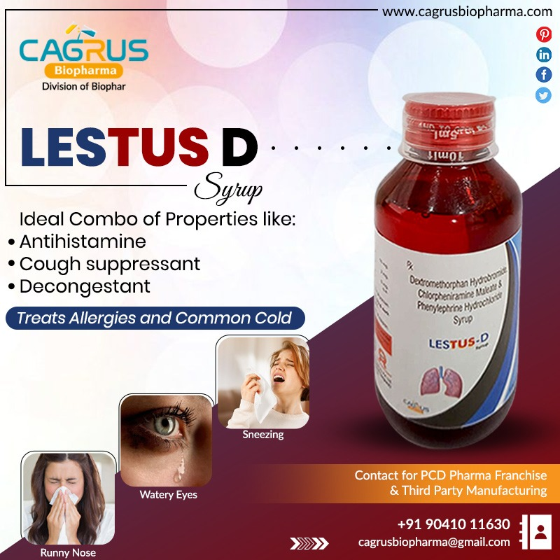 CagrusBiopharma's tweet photo. Get the best quality Anti-Histamine Cough Suppressant offered by Cagrus Biopharma for PCD Pharma Franchise across India.
Visit: https://t.co/Z3D8fiyl3I
Phone Number:+91 9041011630
Email: cagrusbiopharma@gmail.com
#pcdfranchise #PCDcompany #Pharmafranchise #pharmacompany https://t.co/HVtxRkdoyi