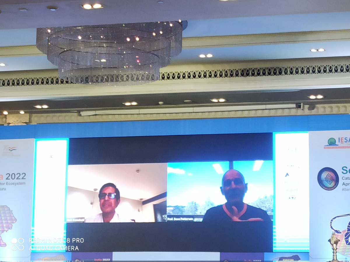VTitiksha's tweet photo. Sitting up and listening to what's next in #emergingdesign in semiconductors. Prof. Kamakoti talks to the legendary Prof. Dave Patterson. #SemiconIndia2022 https://t.co/iEQ7ZUrjHM