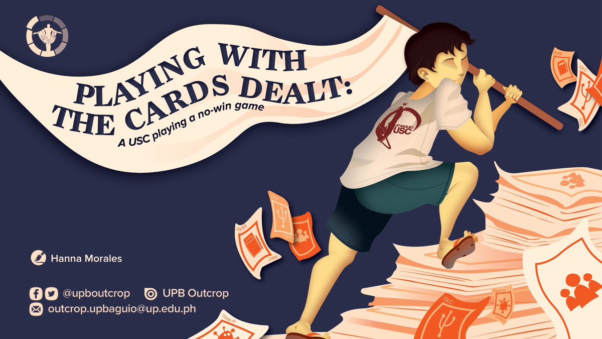 upboutcrop's tweet image. SCRUTINY EDITORIAL | PLAYING WITH THE CARDS DEALT: A USC playing a no-win game

Outcrop presents this year&apos;s SCrutiny Editorial on the overall performance of the UP Baguio USC during its term for AY 2021-2022.

READ: facebook.com/upboutcrop/pos…

#SCrutiny2022 
#UPBSCE2022 
#SCE2022