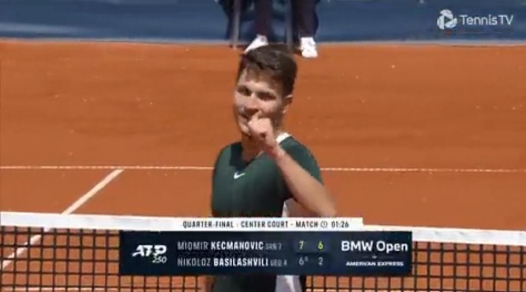 Congratulations! 👏 @MioKecmanovic  🇷🇸 
Great victory! 🧡
@BMWOpen2022   SFs 

#BMWOpen  #idemo 💪
📸: @TennisTV