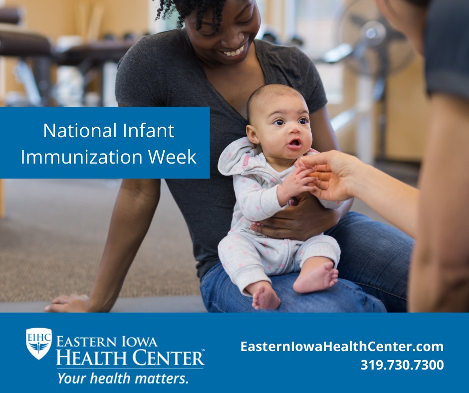 It’s National Infant Immunization Week! Ensure the health of your child, by staying up to date on vaccines. Quickly see when your child needs each vaccine with our parent friendly immunization schedule! 

easterniowahealthcenter.com/services/kids/…