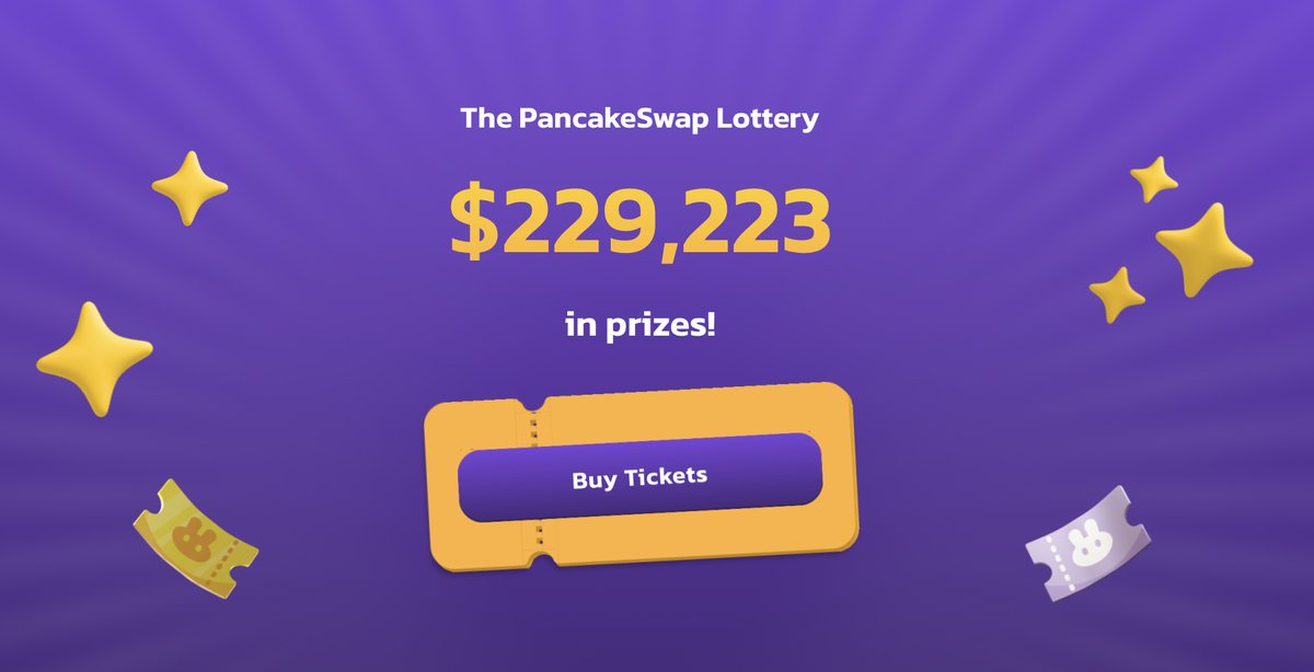 🎟🎉 Lucky Friday. Drawing in 20 mins. Grab your ticket: pancakeswap.finance/lottery

What’s your lucky number?