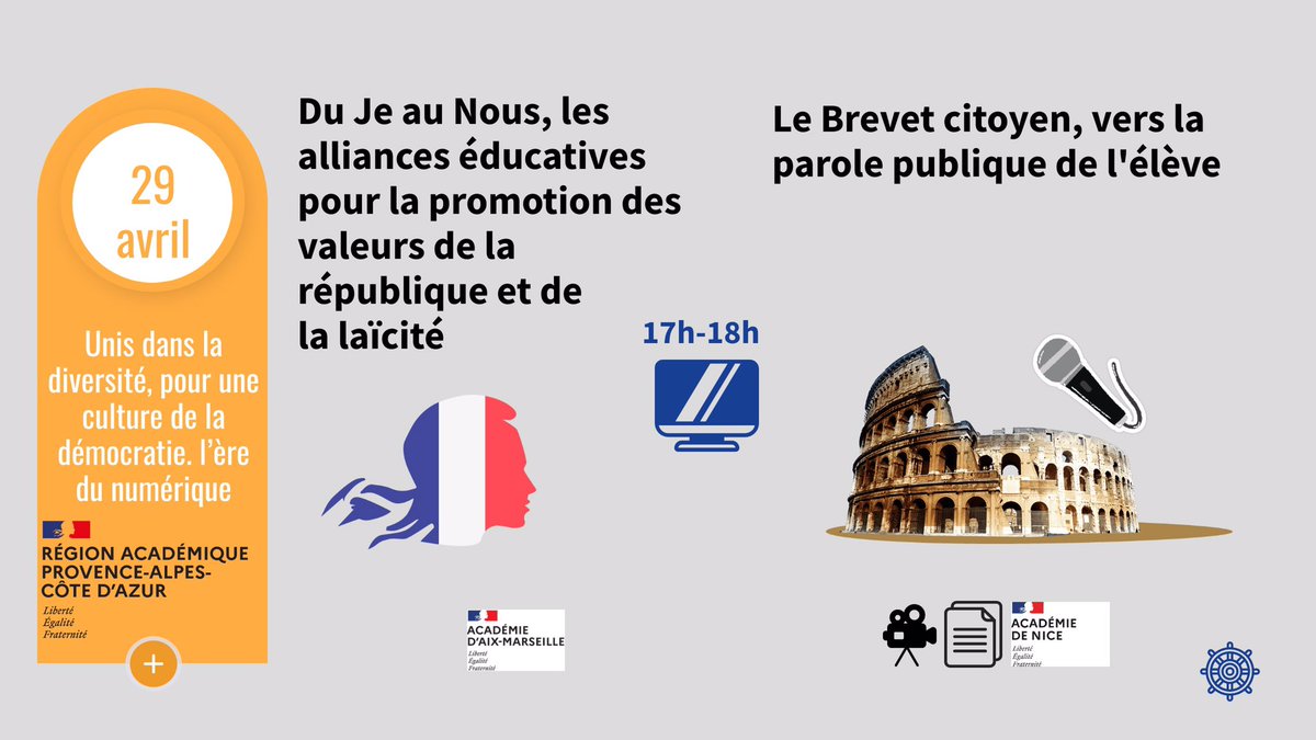 🥁🥁 #JNI22 déclinaison en région PACA ce soir 17h-18h, c’est Happy WebiSud ouvert au 🌍
Venez partager un🍹d’idées innovantes 😉 
Thème 1 #UnisDansLaDiversite 
Les porteurs de projets seront là pour vous ! 
🖥 dgxy.link/WebiSud2022-Un…
#democratie #laicite #innovationpeda