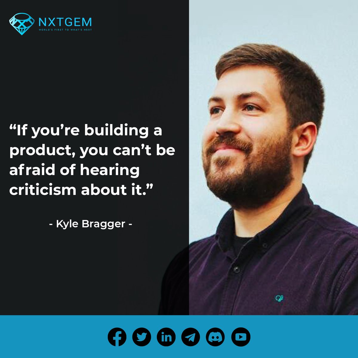 nxtgem_io's tweet photo. @kylebragger: You can't be afraid of criticism 😊

#Motivationalquotes #Successquotes #inspirationalquotes #Businessquotes #Crypto #Cryptocurrency #digitalcurrency #Bitcoin #DOGECOIN #Blockchain #NFT #NFTart #FutureFriday https://t.co/iT0rgs7hbU