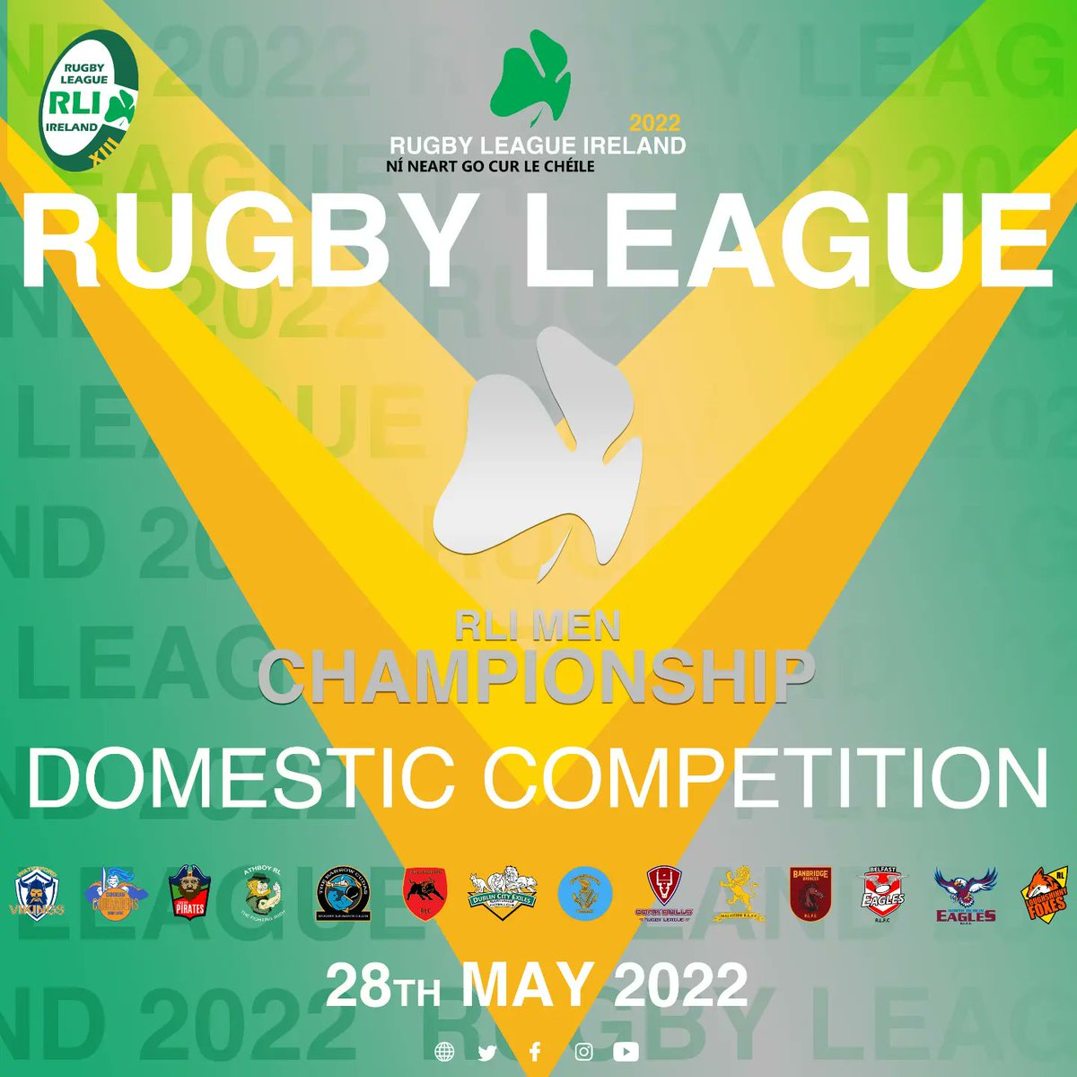 𝗗𝗼𝗺𝗲𝘀𝘁𝗶𝗰 𝗟𝗲𝗮𝗴𝘂𝗲

Rugby League Ireland's domestic league will commence on May 28th.

3 Main Competitions:
- Men's Premiership
- Women's Premiership
- Men's Championship

Ní Neart Go Cur Le Chéile ☘️