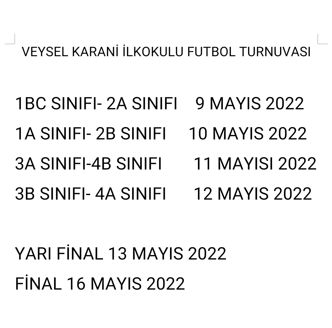 Okulumuz sınıflar arası futbol turnuvası fikstürü.Tüm velilerimizi seyirci olarak bekliyoruz.@baykan_mem <a href="/mem_siirt/">Siirt İl Millî Eğitim Müdürlüğü</a> <a href="/SiirtValiligi/">Siirt Valiliği</a> <a href="/esref_altun/">Mehmet Eşref Altun</a> <a href="/tcmeb/">Millî Eğitim Bakanlığı</a> <a href="/vahap_gulmez/">Vahap Gülmez</a> <a href="/fersendebahoz/">fersende</a>