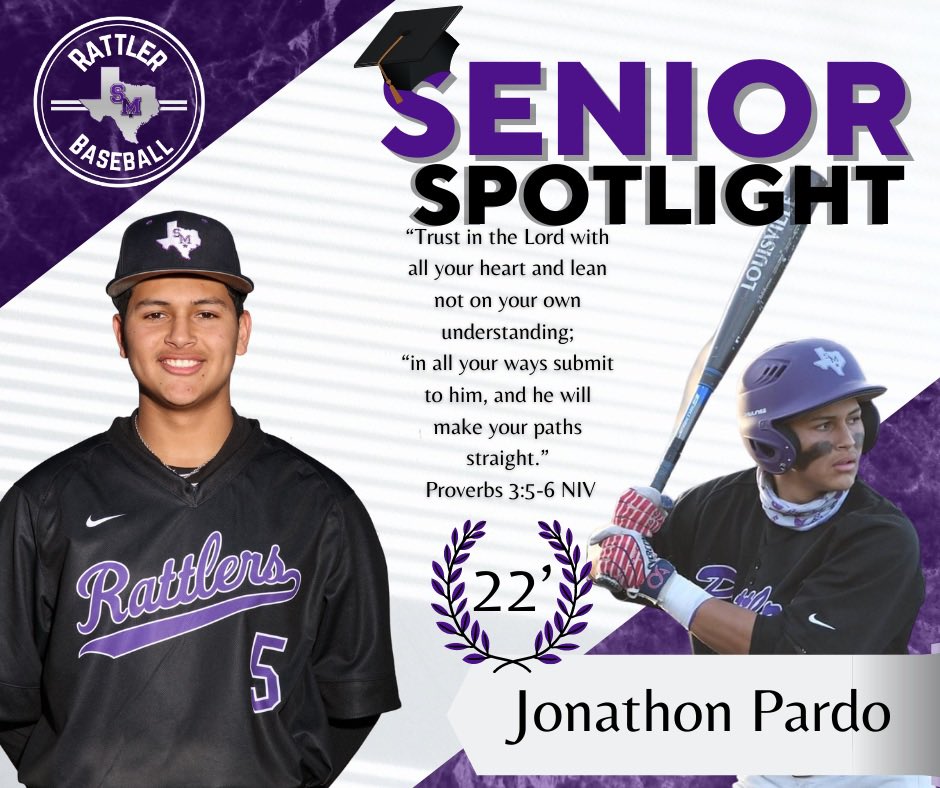 SanMarcosHSBB's tweet photo. #SeniorSpotlight #Classof2022  
Today’s Senior spotlight is @johnnypardo05 !🎓💜🎓 https://t.co/DomBDxdPqk