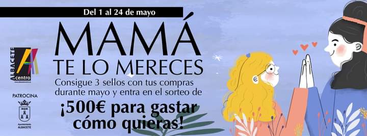 albacetecentro's tweet photo. Durante todo el mes de mayo y para celebrar que "MAMA SE LO MERECE" hemos preparado una campaña con la que puedes ganar  500.- euros !! 💰💰 para gastar en los comercios adheridos.

Rellena tu boleto comprando en 3 comercios y participa. 

Bases https://t.co/3eH0Pd48ul https://t.co/aBED47Gafh
