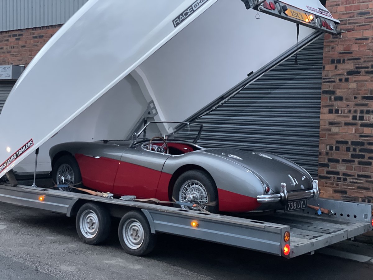 msnhealey's tweet photo. Great to have this Austin Healey 100 back in the workshop earlier this year. Serviced and transported to the new owner ready for summer motoring. These are a couple of the services we offer here at Murray Scott-Nelson.
.
.
#austinhealey #healey100 #bighealey #classiccar https://t.co/2gpzdXmC9u