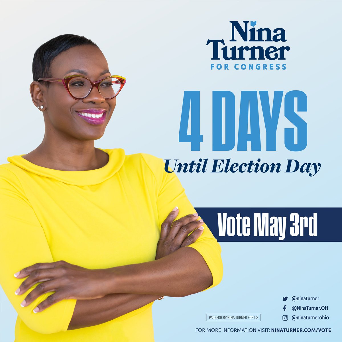ninaturner's tweet photo. There are only 4️⃣ days left until Election Day! @TeamTurner2022 is on the ground working hard and talking to every community across Greater Cleveland.

To get involved, go to https://t.co/VSp3ARpqxC to volunteer and donate in these final days! https://t.co/TMf0N8oKFN