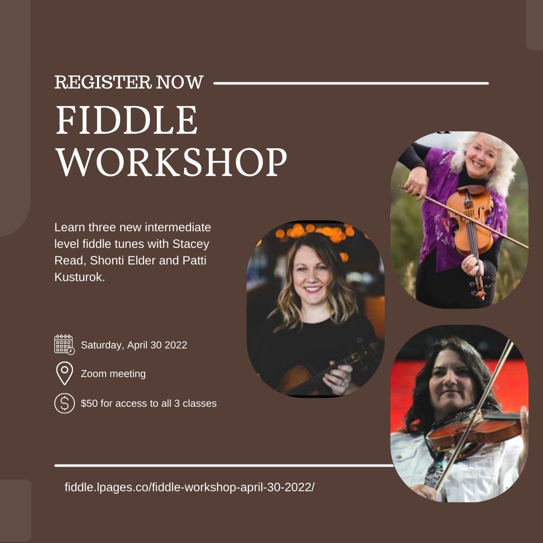 I will be hosting an online fiddle workshop with @StaceyFiddle, Shonti Elder and @PattiKusturok this Saturday, April 30 from 2:30-6:30pm ADT.

If you would like to join us, you can sign up at: fiddle.lpages.co/fiddle-worksho…